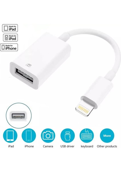 Iphone Lightning USB Ipad Iphone Için 15 14 13 12 11 Pro x Xr 8 7 Otg Kablo Veri Aktarma USB Cihazı