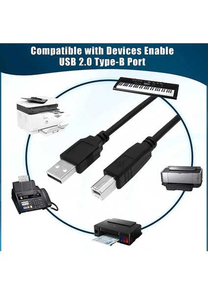 Yazıcı Kablosu Ara Printer USB Bağlantı Bağlama Kablo Network Lazer Hp Canon Brother Kablosu 3 Metre