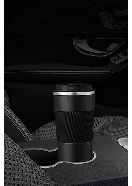 304 L Kilitli Çelik Mat Siyah 510 ml Kahve Termos Mug CIN405SY