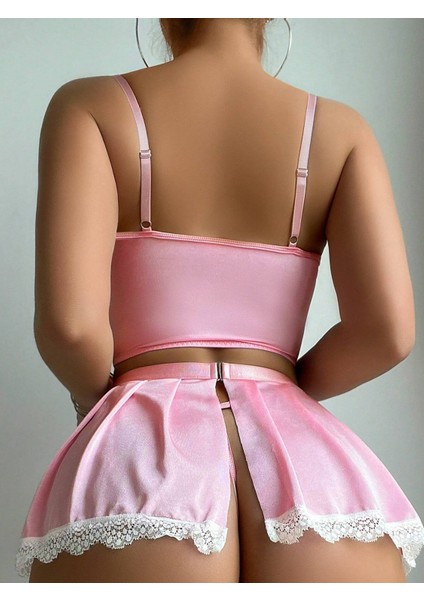 Pembe Fırfır Detaylı Özel Tasarım Iç Giyim Seti modelleri