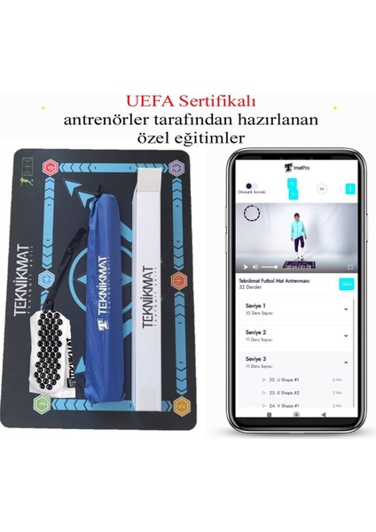 Pro Futbol Matı ve Premium Eğitim Programı (Mavi Erkek) Kaydırmaz Çorap Hediyeli