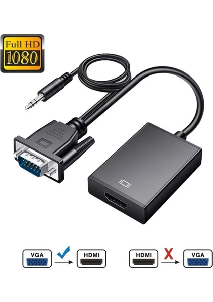 Yeni Nesil VGA To Hdmı Adaptörü Çıkış 1080P VGA Erkek Hdmı Kadın Ses Video Kablosu Dönüştürücüsü