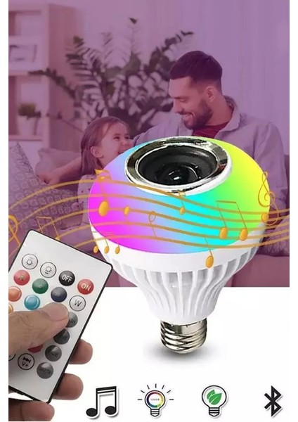 Bluetooth Hoparlör Akıllı Rgb Ledli Ampül Müzikli Lamba Ses Bombası Legend/led Musıc Dekorlu
