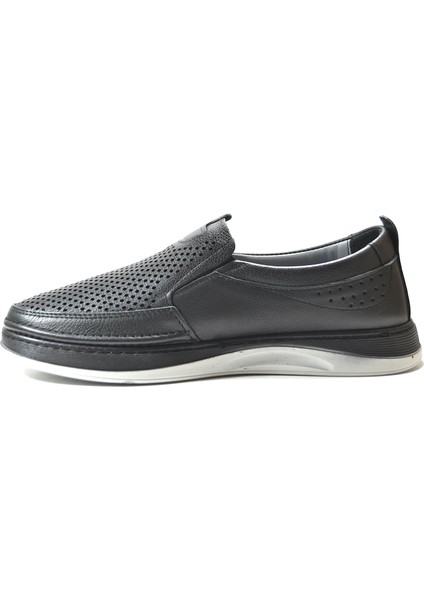 DF.111 Hakiki Deri Siyah Ortopedik Jel Taban Erkek Loafer Ayakkabı modelleri