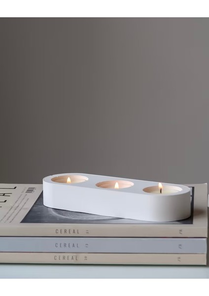 Dekoratif 3’lü Tealight Beton Mumluk