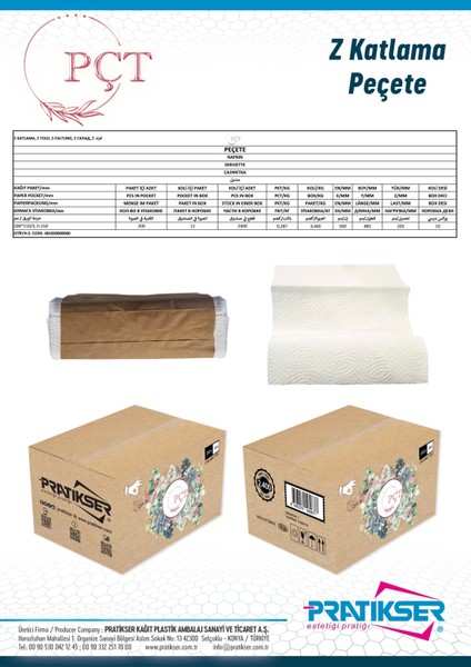 Pçt - Z Havlu - 2024X200 - 2ply - 200AD/PAKET - Koli fiyatları