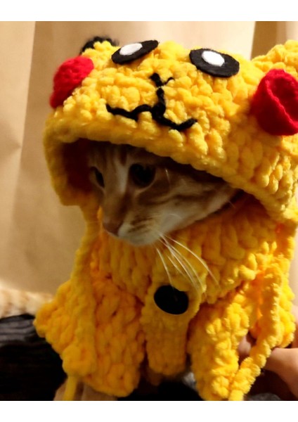 Pikachu Örgü Kedi Kıyafeti