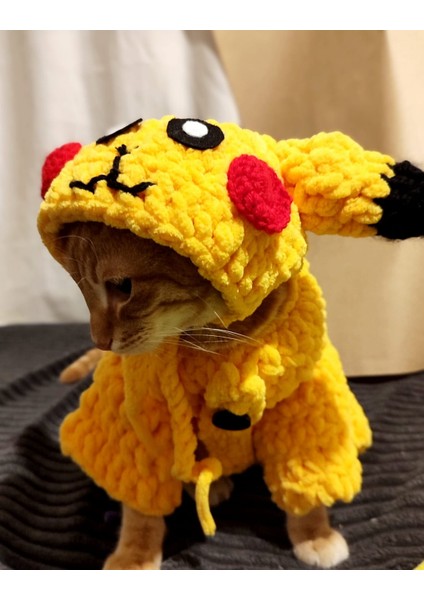 Pikachu Örgü Kedi Kıyafeti