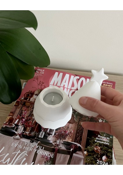 Yılbaşı Çam Ağacı Görünümlü Kapaklı Dekoratif Obje - Tekli