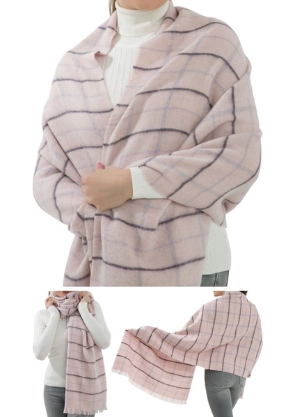 1 Adet Kadın Büyük Bedene Uygun Yumuşak Dokulu Kışlık Desenli Atkı Omuz Şalı