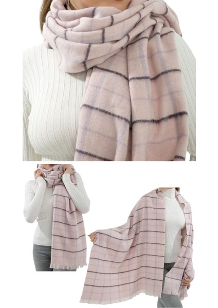 1 Adet Kadın Büyük Bedene Uygun Yumuşak Dokulu Kışlık Desenli Atkı Omuz Şalı modelleri