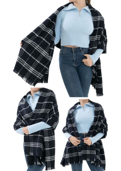 1 Adet Kadın Büyük Bedene Uygun Yumuşak Dokulu Kışlık Desenli Atkı Omuz Şalı modelleri