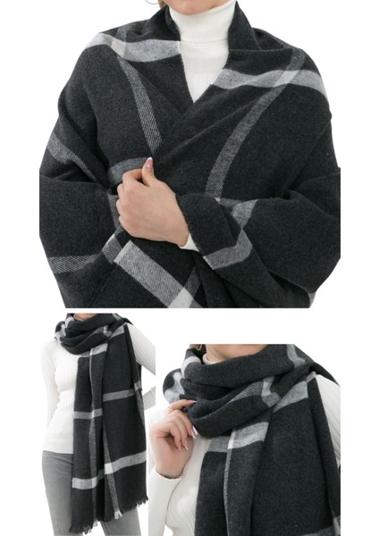 1 Adet Kadın Büyük Bedene Uygun Yumuşak Dokulu Kışlık Desenli Atkı Omuz Şalı modelleri