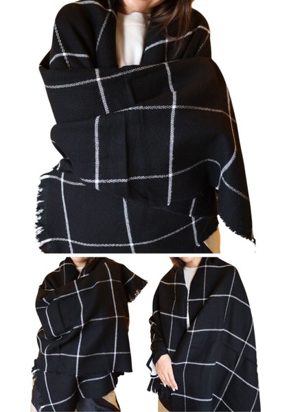 1 Adet Kadın Büyük Bedene Uygun Yumuşak Dokulu Kışlık Desenli Atkı Omuz Şalı modelleri