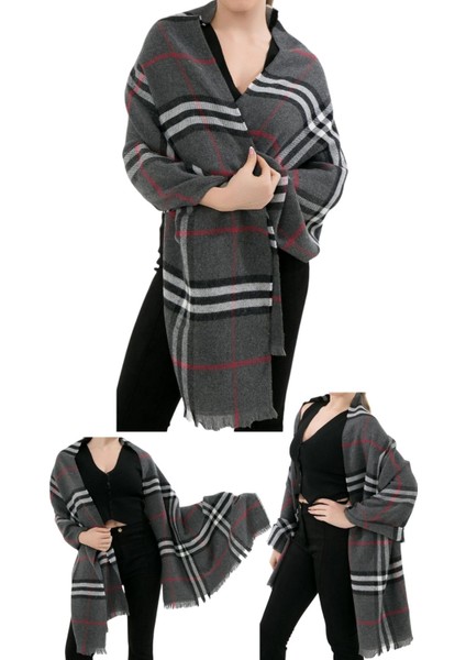 1 Adet Kadın Büyük Bedene Uygun Yumuşak Dokulu Kışlık Desenli Atkı Omuz Şalı