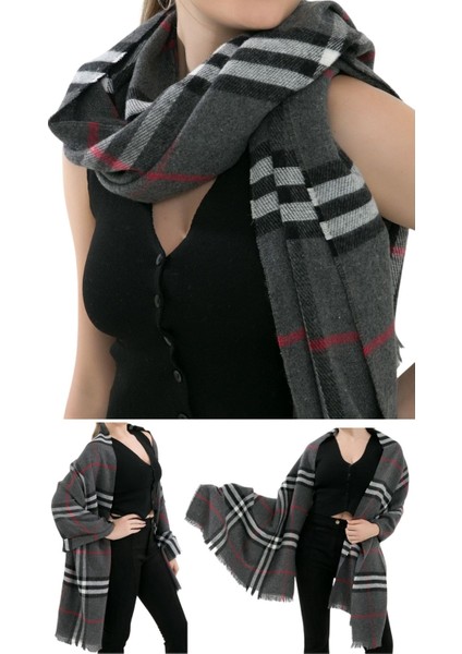 1 Adet Kadın Büyük Bedene Uygun Yumuşak Dokulu Kışlık Desenli Atkı Omuz Şalı modelleri