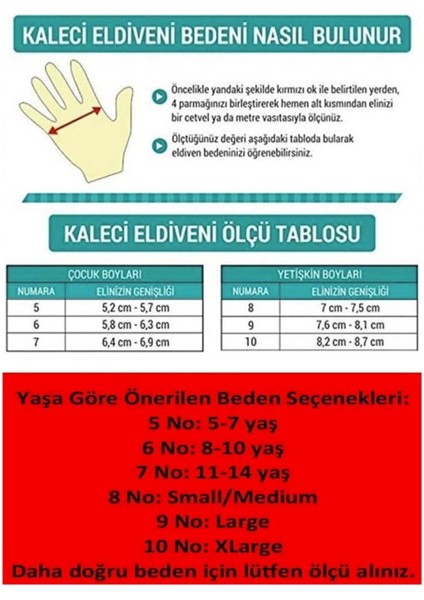 Yetişkin Yarı Profesyonel Kaleci Eldiveni 2 Renk 8-9-10 modelleri