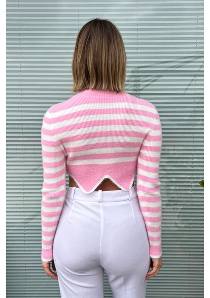 Kadın Çizgili Crop Kazak 6611 fırsatları
