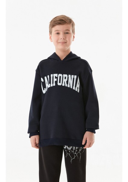 3 Iplik California Baskılı Kapüşonlu Erkek Çocuk Sweatshirt