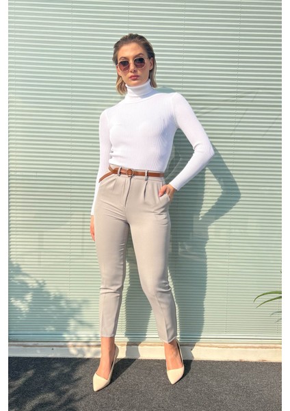 Kadın Dar Paça Kemerli Pantolon 4577 modelleri