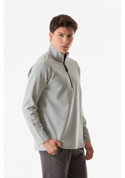 Collective Energy Yazı Baskılı Yarım Fermuarlı Dik Yaka Sweatshirt indirimleri