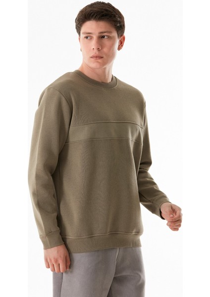 3 Iplik Basic Beli Lastikli Bisiklet Yaka Sweatshirt