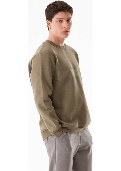 3 Iplik Basic Beli Lastikli Bisiklet Yaka Sweatshirt