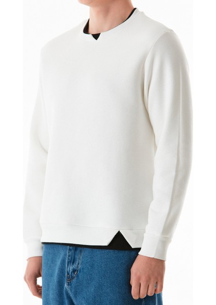 3 Iplik Basic Bisiklet Yaka Sweatshirt