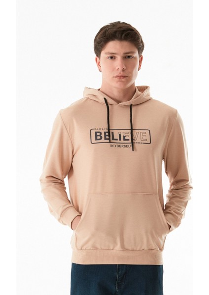 Believe Baskılı Kapüşonlu Sweatshirt