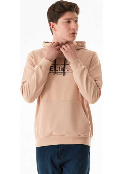 Believe Baskılı Kapüşonlu Sweatshirt