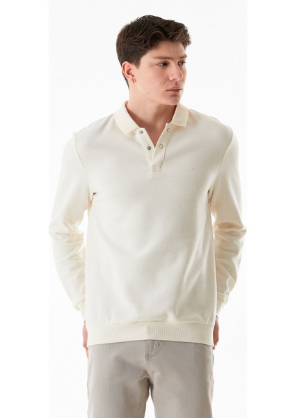 Fitilli Polo Yaka Düğmeli Sweatshirt fiyatları