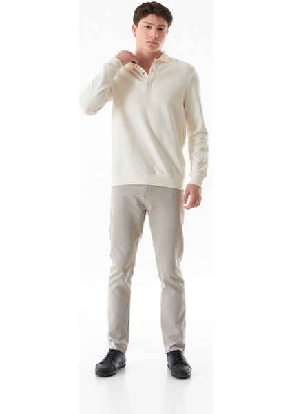 Fitilli Polo Yaka Düğmeli Sweatshirt modelleri