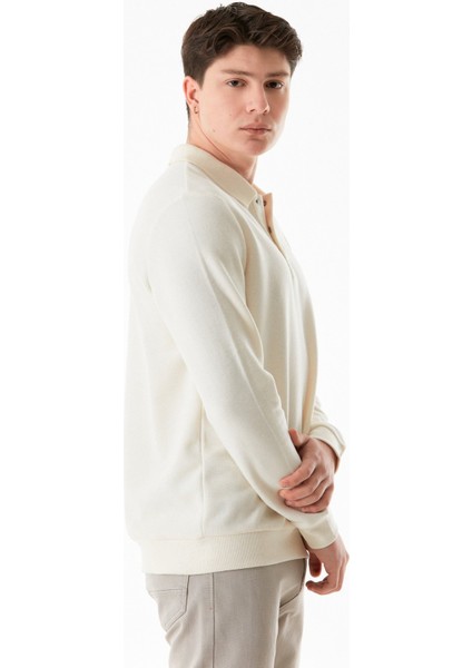 Fitilli Polo Yaka Düğmeli Sweatshirt indirimleri