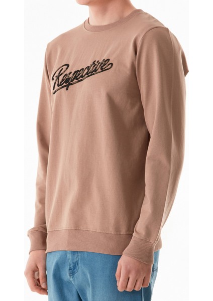 Yazı Nakışlı Bisiklet Yaka Sweatshirt indirimleri