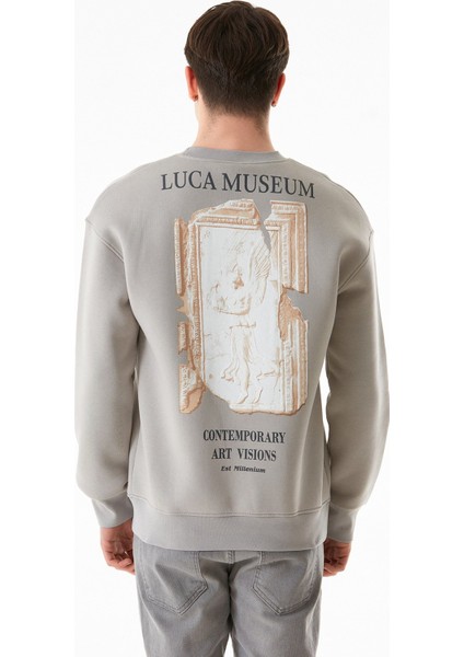 3 Iplik Kabartma Baskılı Bisiklet Yaka Sweatshirt indirimleri