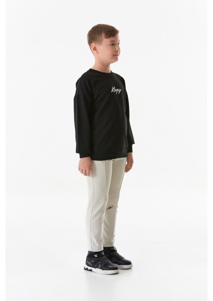 Önü ve Arkası Kbpy Baskılı Bisiklet Yaka Erkek Çocuk Sweatshirt fiyatları