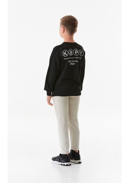 Önü ve Arkası Kbpy Baskılı Bisiklet Yaka Erkek Çocuk Sweatshirt modelleri