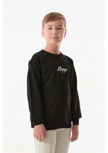Önü ve Arkası Kbpy Baskılı Bisiklet Yaka Erkek Çocuk Sweatshirt fırsatları