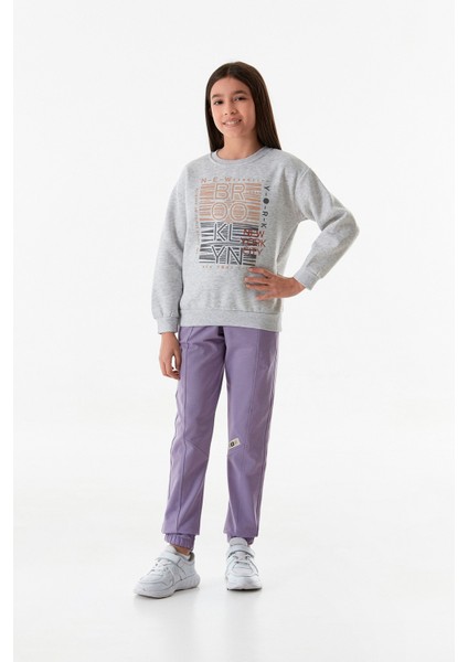 3 Iplik Brooklyn Yazı Baskılı Bisiklet Yaka Kız Çocuk Sweatshirt fiyatları