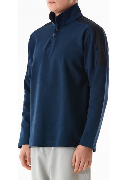 Basic Gömlek Yaka Düğmeli Sweatshirt