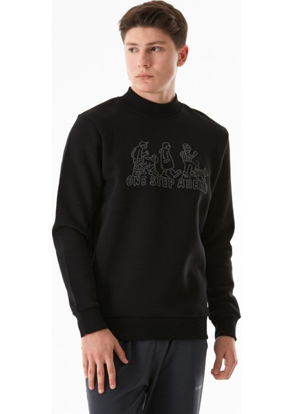 3 Iplik One Step Ahead Baskılı Dik Yaka Sweatshirt