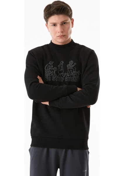 3 Iplik One Step Ahead Baskılı Dik Yaka Sweatshirt