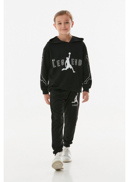 Legend Yazı Baskılı Kapüşonlu Jogger Erkek Çocuk Eşofman Takımı indirimleri