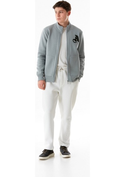 3 Iplik Harf Baskılı Fermuarlı Dik Yaka Sweatshirt fiyatları