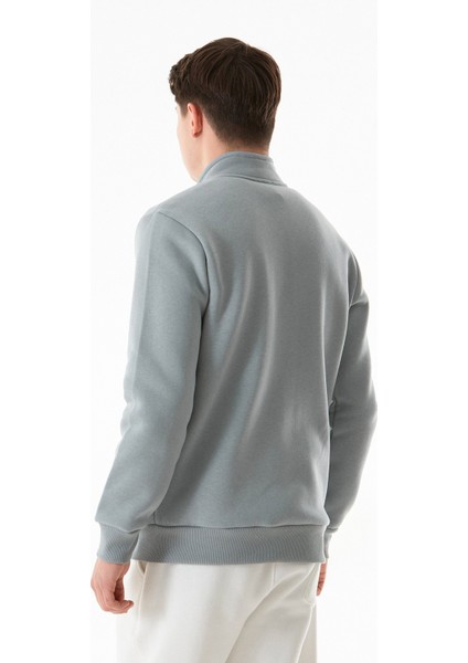 3 Iplik Harf Baskılı Fermuarlı Dik Yaka Sweatshirt indirimleri