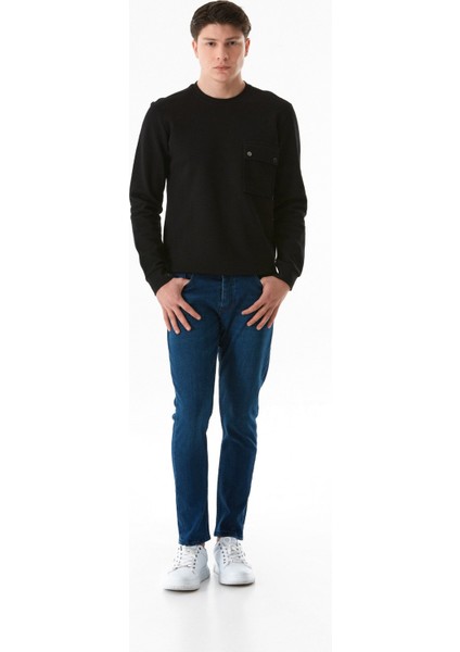 Fermuarlı Straight Jean Pantolon