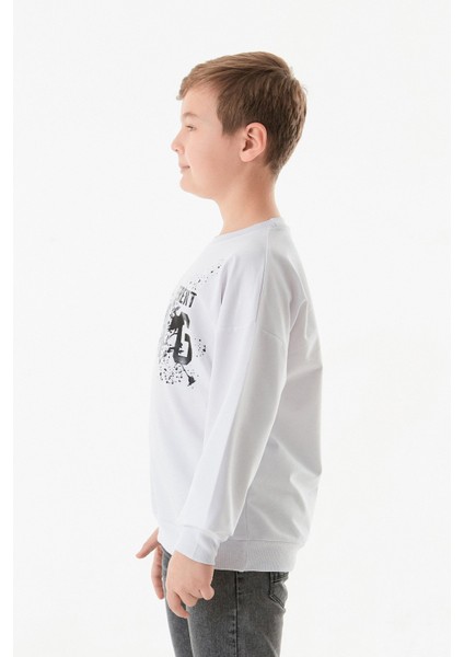 Kıng Baskılı Bisiklet Yaka Erkek Çocuk Sweatshirt