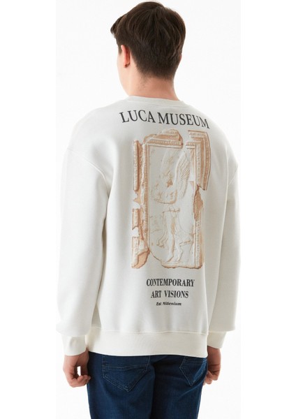 3 Iplik Kabartma Baskılı Bisiklet Yaka Sweatshirt fiyatları