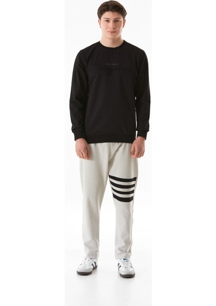 Yazı Kabartmalı Bisiklet Yaka Sweatshirt fiyatları