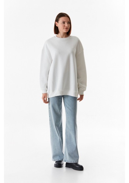 3 Iplik Çift Kalp Nakışlı Oversize Sweatshirt indirimleri